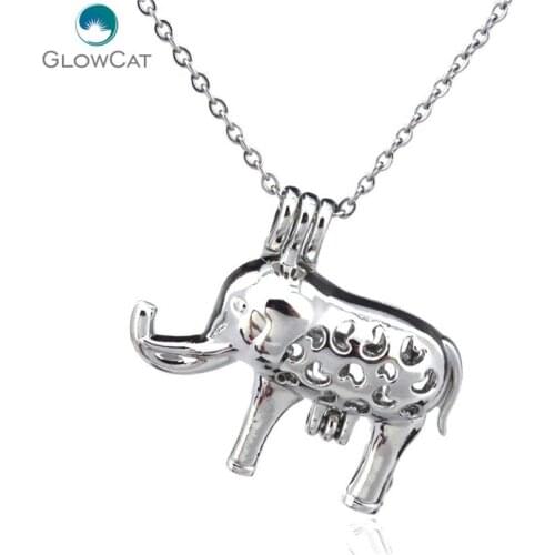 K76 1PC Heart Elephant Locket Chain Necklace Girl Aromatherapy Steel 16" Aroma Essential Oil Diffuser Best Gift