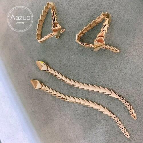 Aazuo Pure 18K Rose Gold Animal Snake Ring For Women Promise Engagement Rings Anniversary Fine Jewelry Adjustable