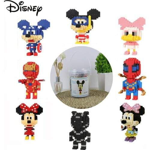 Disney Building Blocks Mickey Mouse Stitch Toys Cartoon Anime Donald Duck Captain America Spider-man Teaching Children Toy Gift