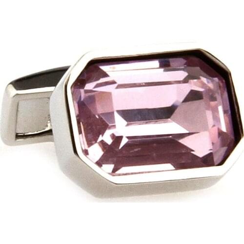Hot! Hot! Pink Glass Crystal Cufflinks Gemelos High quality Mens Fashion dress Accessories shirt Bussiness cuff cufflinks