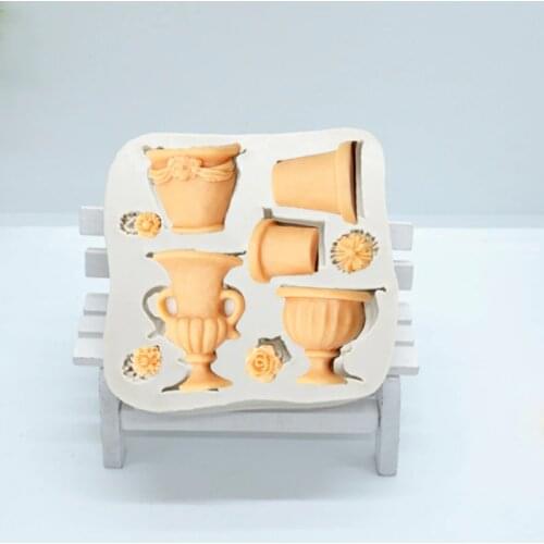 Luyou 1pcs Flower Pot Cake Mold Silicone Mold Fondant Mold Chocolate Mold Cake Decorating Tools Flower Cake Mould FM1801