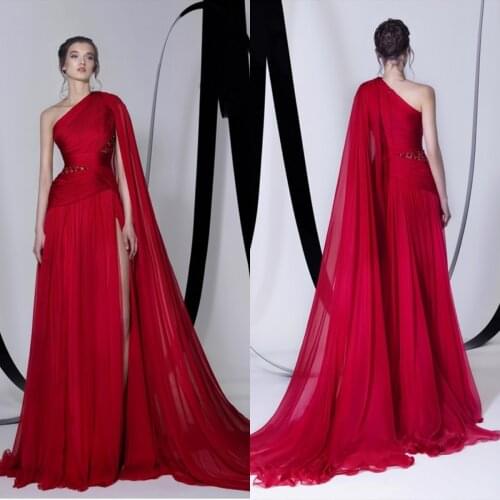 Fashion One Shoulder Evening Dresses Women Sexy High Side Slit Long Birthday Party Prom Vestido Banquet Nightclub Gown Robe