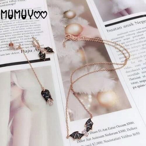 Fashion jewelry with high quality swa, new glamour black mysterious bat shape womens clavicle chain necklace best gift