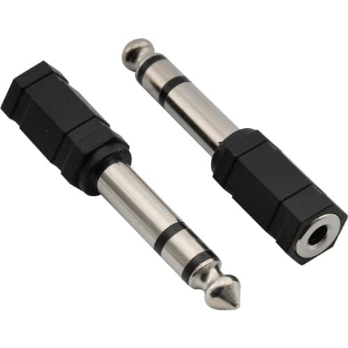 Musiclily Professional 3.5mm Female Plug to 6.35mm Male Jack Audio Stereo Adapter Converter, Black (2 Pieces)