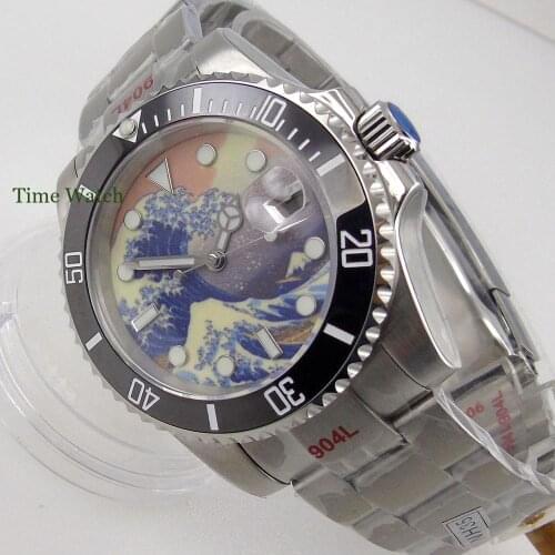 Kanagawa Face Japan NH35/Miyota8215 Automatic Movement Sapphire Mens Watch Date Cyclops 904L Steel Bracelet Bliger 40mm