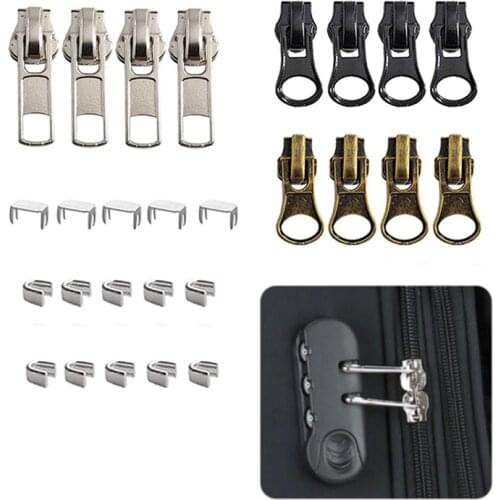 2021 New 12 Pieces #5 Zipper Slider Repair Kits Black Bronze and Silver Zipper Sliders Zipper Pull Replacement for Metal Plastic