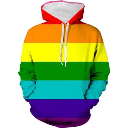 New Rainbow LGBT 3D Men Hoodie Pullovers Sweatshirts Men/Women Popular Casual Harajuku Men Hoodie Pullover 3D Print Rainbow LGBT