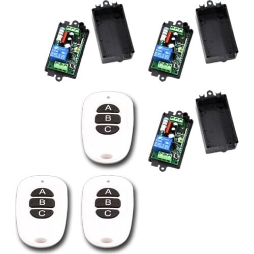 New Product 3 Key AC110V 220V1CH Remote Control Garage Door RF Wireless Remote Control Switch System 3XTransmitter+3XReceiver