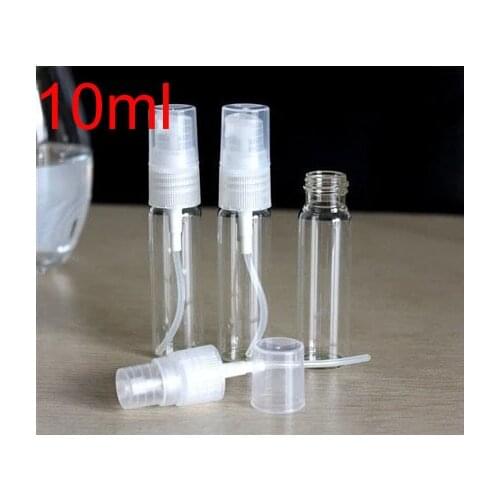 Wholesale and Retail 100pcs/lot Transparent Glass Bottles10ml Empty Cosmetic Spray Clear Refillable Bottles
