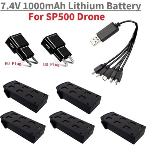 Original 7.4V 1000mAh Lipo Battery With Charger Set For SP500 Drone RC Quadcopter Spare Parts for Sp500 Drone Battery