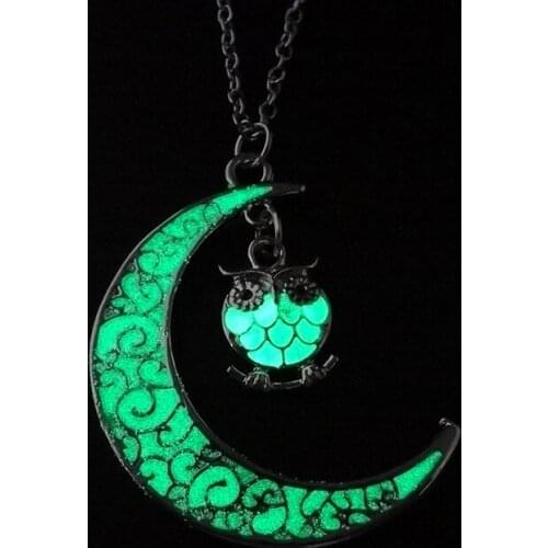 2017 owl pendant necklace for women night lights noctilucence fashion jewelry for women blue color necklace Distribution