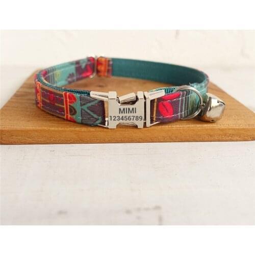 Personalized Cat Collar Handmade Pet Collar Bohemia Maya Ethnic Pattern Luxury Gift for Cats or Small Dogs Adjustable Cat Collar