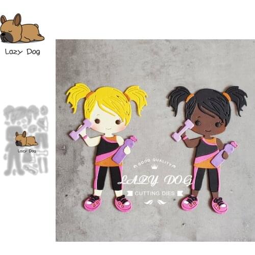 Lifting dumbbells fitness girl Metal Cutting Dies Scrapbooking Stencil DIY Craft Embossing Die Cuts Card Making New Die For 2021