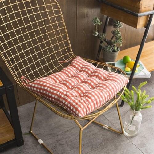 Durable Seat Protector Cushion Cotton Plaid Design Soft Warm Chair Cushions Cover Anti-Slip Home Decor for Chair