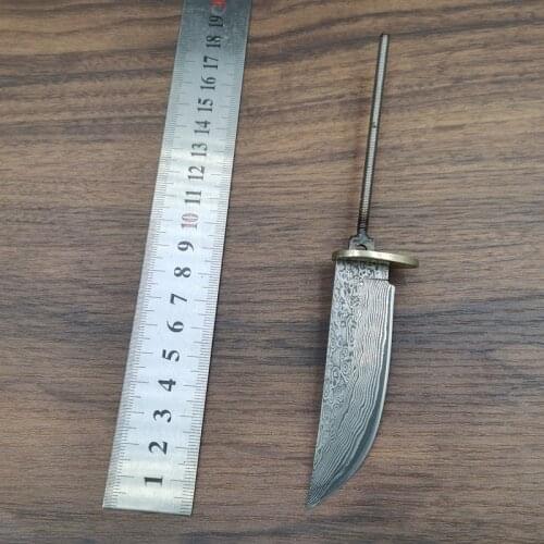DIY semi-finished manual straight knife forging damask Damascus Steel fixed blade knife camping knife With Leather