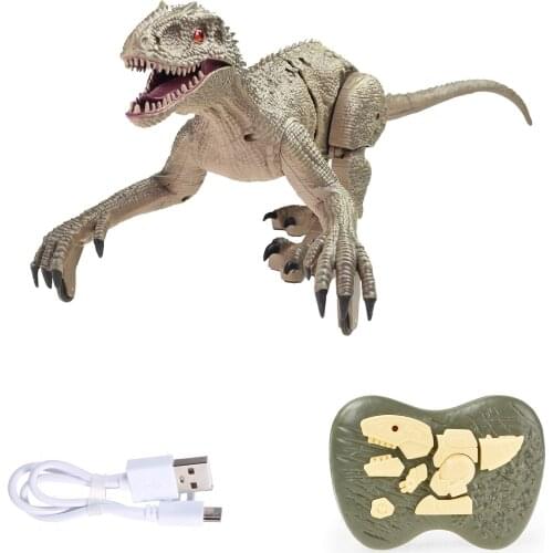 Realistic Dino Remote Control Dinosauria Velociraptor Toy Big Velociraptor LED Light Roaring 2.4 Ghz Simulation RC Velociraptor