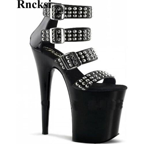 Rncksi Women New 8 inch sexy platform Pole Dance sandals Party Dance shoes 20cm dress Rivets high heels Dance Shoes