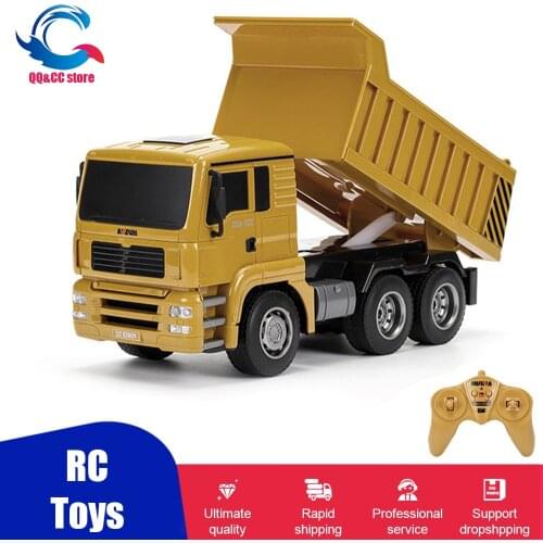 HUINA 1:18 RC Truck Dumper Caterpillar Tractor 6 channels Model Engineering Cars Excavator 2.4G Radio Controlled Car Toy For Boy