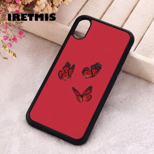 Iretmis 5 5S SE 2020 phone cover cases for iphone 6 6S 7 8 Plus X Xs XR 11 12 Mini Pro Max Silicone TPU aesthetic red butterfly
