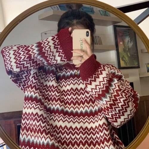 Japanese Sen Big Sweater Girl Loose Lazy Wind Student Retro Celebrity Style Soft Sister Wild Sweater Womens Sweaters Winter