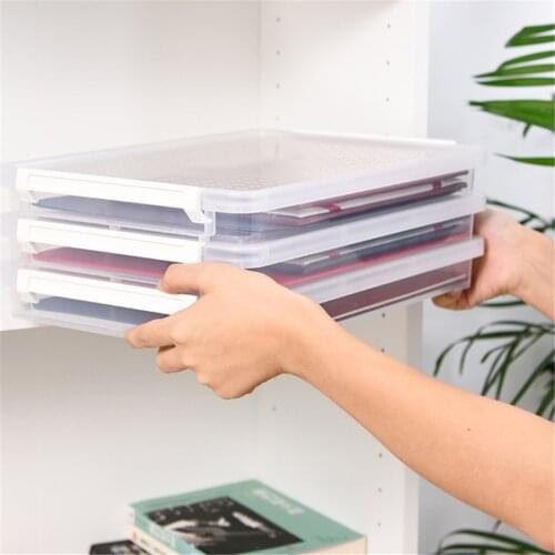 3 Layers File Storage Box Clear Plastic Family Document Cases Desk Paper Organizers A4 Transparent Office Supplies