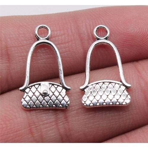 WYSIWYG 10pcs Antique Silver Color 12x20mm WomenS Bags Charms Pendant For Jewelry Making Diy Jewelry Findings