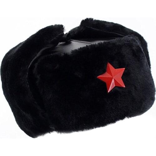 Winter Bomber Hats for Men Women Faux Leather Pilot Russia Trapper Cap Warm Fleece Ear Flap Ushanka