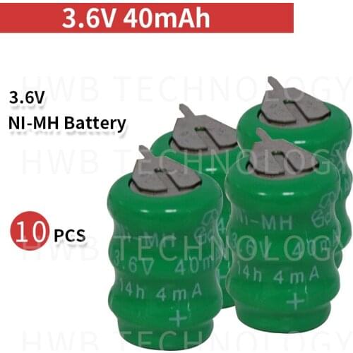 10 PCS/lot Original New KX 3.6V 40mAh Ni-MH Rechargeable Button Cell Battery Pack Ni-MH Batteries With Pins Free Shipping