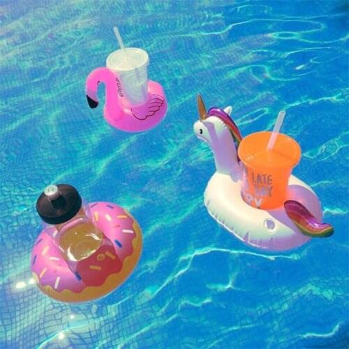 3Pcs Tropical Flamingo Party Decoration Inflatable Drink Cup Holder Summer Beach Party Garden Pool Hawaii Party Hawaiian Toy