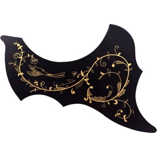 Left Handed 40/41'' Folk Guitar Pickguard Anti Scratch Plate Black+Gold
