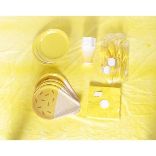 40Pc/Set Ice Cream Theme Disposable Tableware Baby Shower Birthday Decoration Napkin Spoon Cups Tablecloth Plates Party Supplies