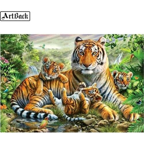 Animal 5d diy diamond painting cross stitch tiger full square drill diamond embroidery mosaic art crafts home decoration