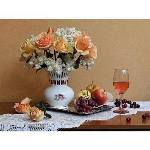 Diy craft Diamond paintings Cross stitch 3d square drill Diamond Mosaics icon full Diamond embroidery flores Rose & Fruit