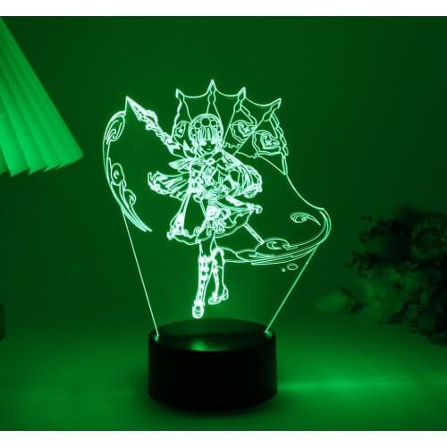 LED Night Light Kid Genshin Impact Anime Figure Lamp For Indoor Bedroom Party Novelty Illusion Desktop Decor Child Birthday Gift