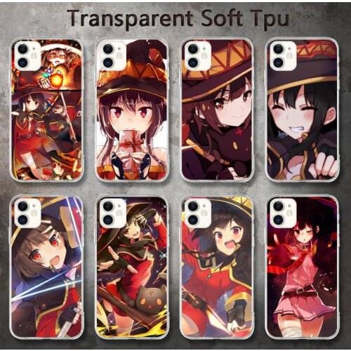 Anime Konosuba Megumin Phone Case for iPhone 8 7 6 6S Plus X 5S SE 2020 XR 11 pro XS MAX 12 12Mini