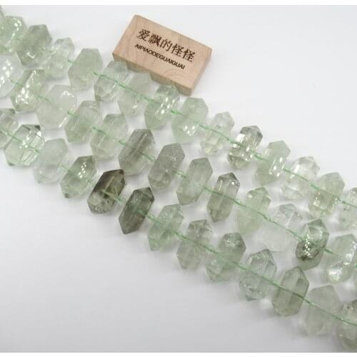 APDGG Natural Green Amethyst Prasiolite Faceted Double Terminated Pointed Beads Drilled Crystal 16" Strands Jewelry Making DIY