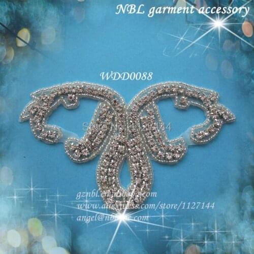 Crystal beaded rhinestone applique patch for dress WDD0088