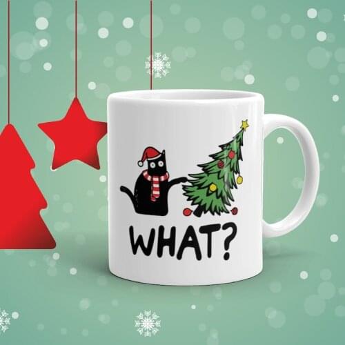What? Christmas Cat Lover Mug, H oliday Gift, House Decoration, Funny Mugs