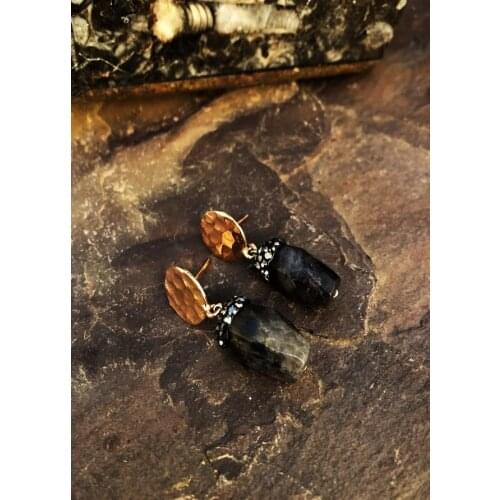 Dr Stone Natural Stone Women Lapis Lazuli Stone roseAltın Plated Earrings 439800158