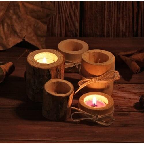Wood Candle Holders For Home Decor Glass Wedding Decoration Candle Holder Candle Stand Wooden Candle Stand