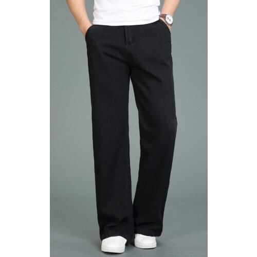 Jeans men 2019 Summer New Thin Section Large size Micro Bell pants Mens Dark Blue Classic Straight jeans Biker jeans Size 28-34