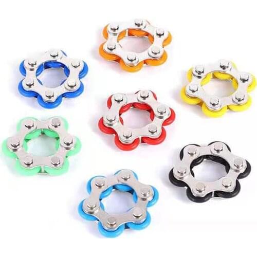 Six Roller Chain Fidget Toys Handheld Bike Chain Fidget Toys Novelty Stress Relief Toys for Adults Teens Anxiety Relief Toy