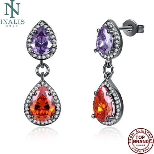 INALIS Romantic Drop Earrings For Women Water Drop Two Color 5A Clear Cubic Zircon Earring Anniversary Fashion Jewelry On Sale