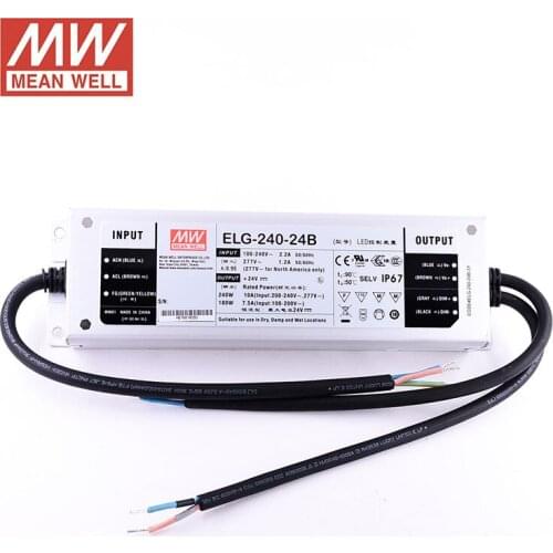 MEAN WELL ELG-240-24B 240W 24V LED Dimming Power Supply 110V/220VAC to 24V DC 10A waterproof IP67 Meanwell Dimmable led driver
