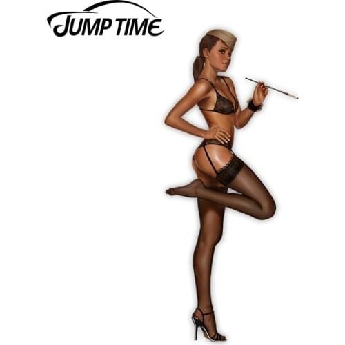 JumpTime 13cm x 5.6cm Pin Up Girl Sexy lingerie Sticker Vintage Sexy Decal Sticker Laptop Phone Awesome Sticker Car Accessories