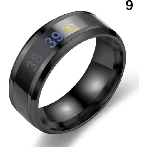 Smart Sensor Body Temperature Ring Stainless Steel Fashion Display Real-time Temperature Test Finger Ring Unisex Кольца 2021 Тре