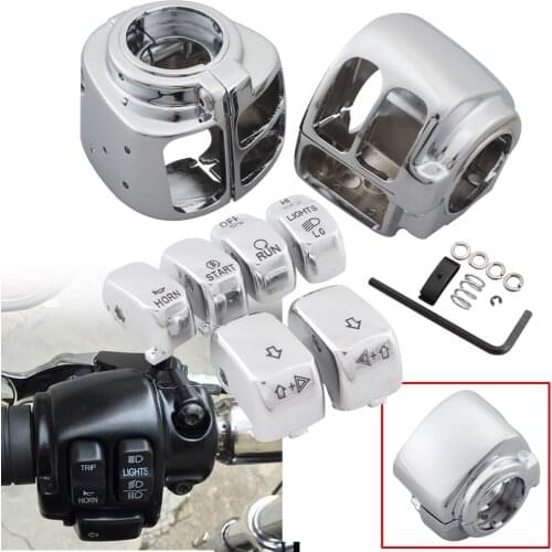Motorcycle Handlebar Control Switch Housings Cover Switch Cap Buttons Kit For Harley Dyna Sportster Softail Road King V Rod