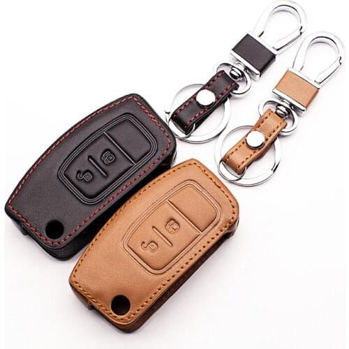 100% leather car key case Keyboard cover for Ford Fiesta Focus 2 Mondeo Ecosport Kuga Escape ,2 Button Car wallet protect shell