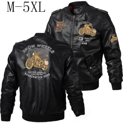 Spring Autumn Mens Leather PU Biker Motorcycle Baseball Jacket Male Jacket Slim Stand Collar Casual Faux Fur Coats Plus Size5XL