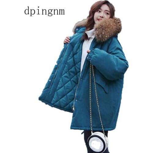 2018 new fashion women luxurious Large raccoon fur collar hooded coat warm Fox fur liner parkas long winter jacket top quality